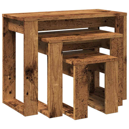 vidaXL Tables gigognes 3 pcs aspect bois de récupération bois d'ingénierie