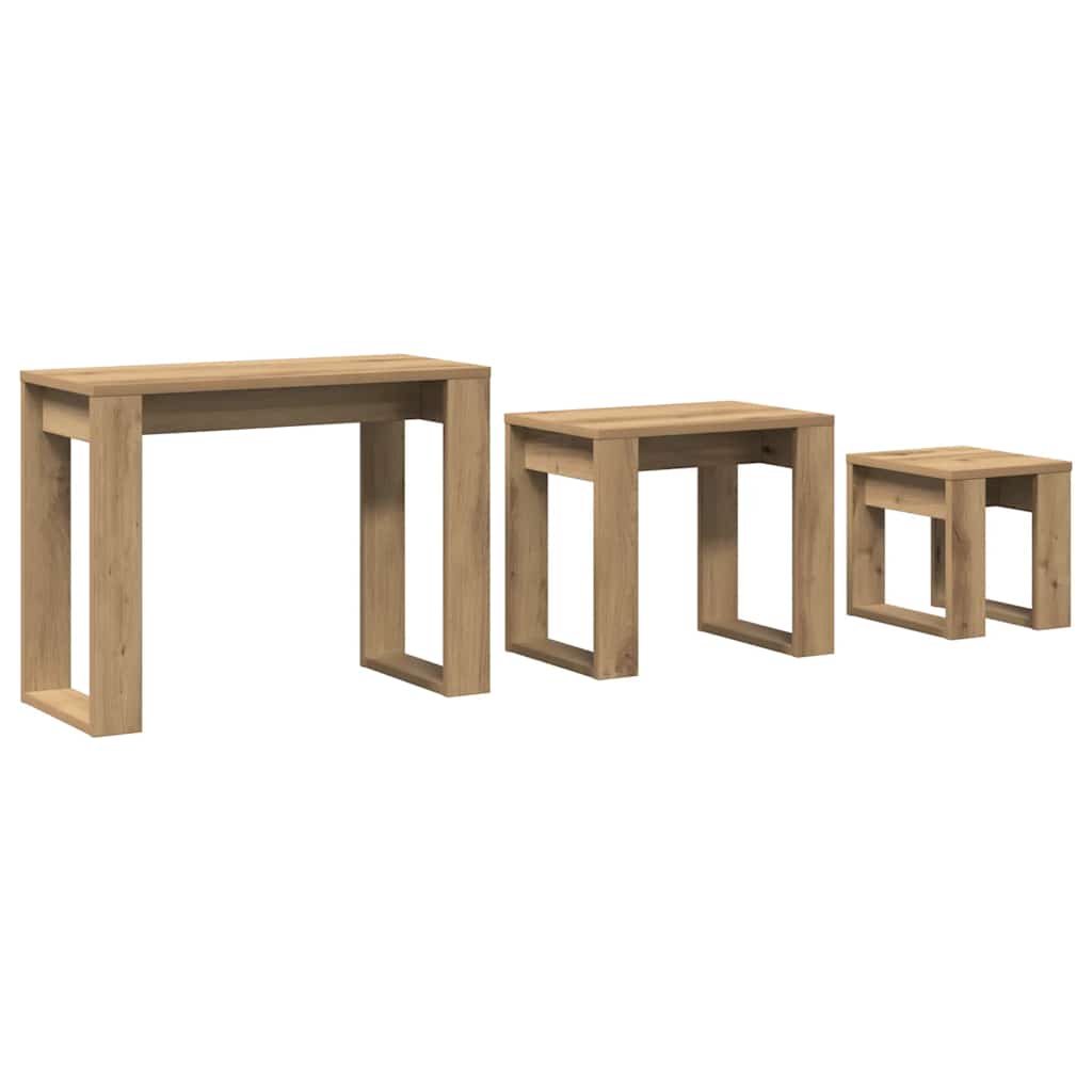 vidaXL Satztische 3 Stk. Artisan-Eiche Holzwerkstoff