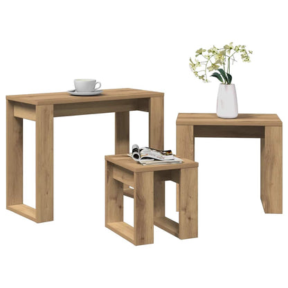 vidaXL Satztische 3 Stk. Artisan-Eiche Holzwerkstoff