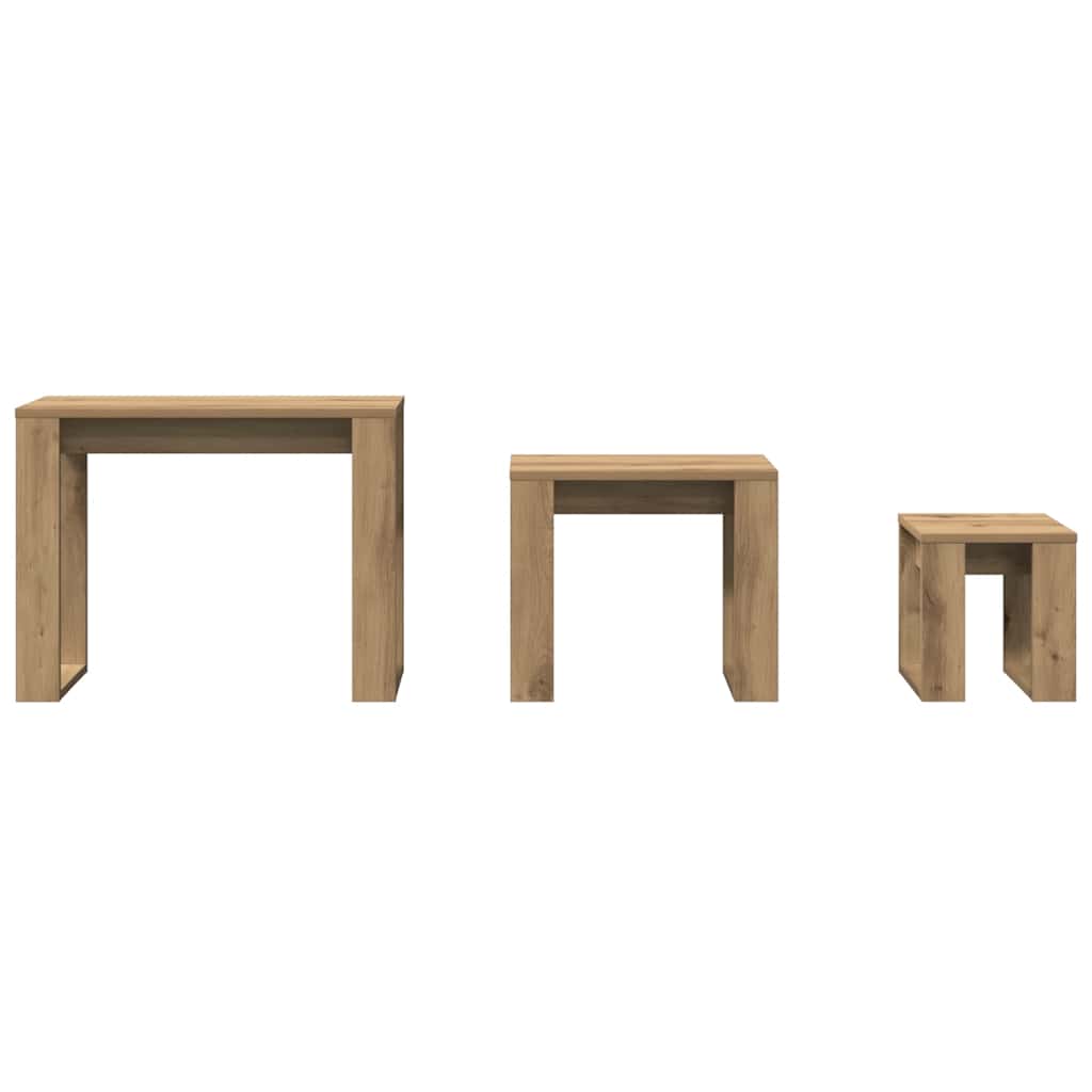 vidaXL Satztische 3 Stk. Artisan-Eiche Holzwerkstoff
