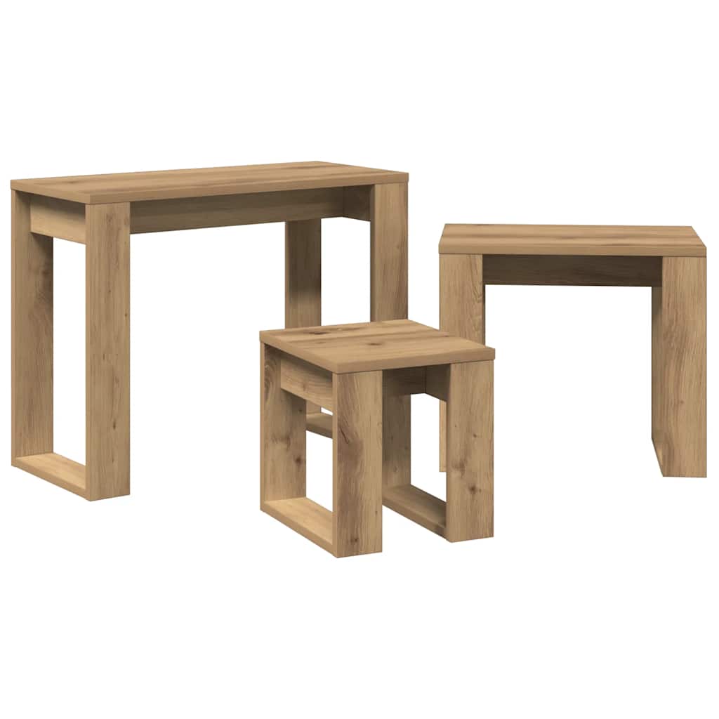 vidaXL Satztische 3 Stk. Artisan-Eiche Holzwerkstoff