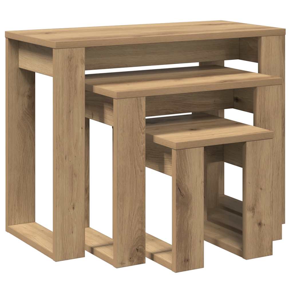 vidaXL Satztische 3 Stk. Artisan-Eiche Holzwerkstoff