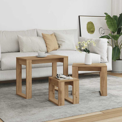vidaXL Satztische 3 Stk. Artisan-Eiche Holzwerkstoff