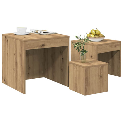 vidaXL Satztische 3 Stk. Artisan-Eiche Holzwerkstoff