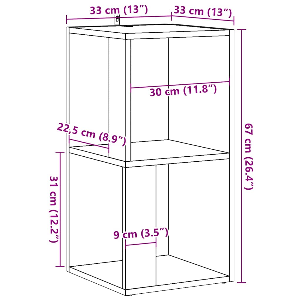 vidaXL Eckregal Altholz-Optik 33x33x67 cm Holzwerkstoff