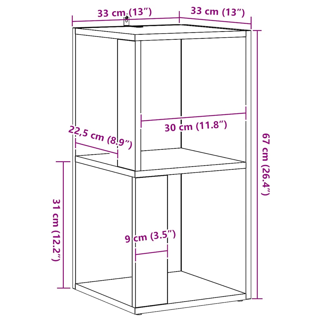 vidaXL Eckregal Artisan-Eiche 33x33x67 cm Holzwerkstoff