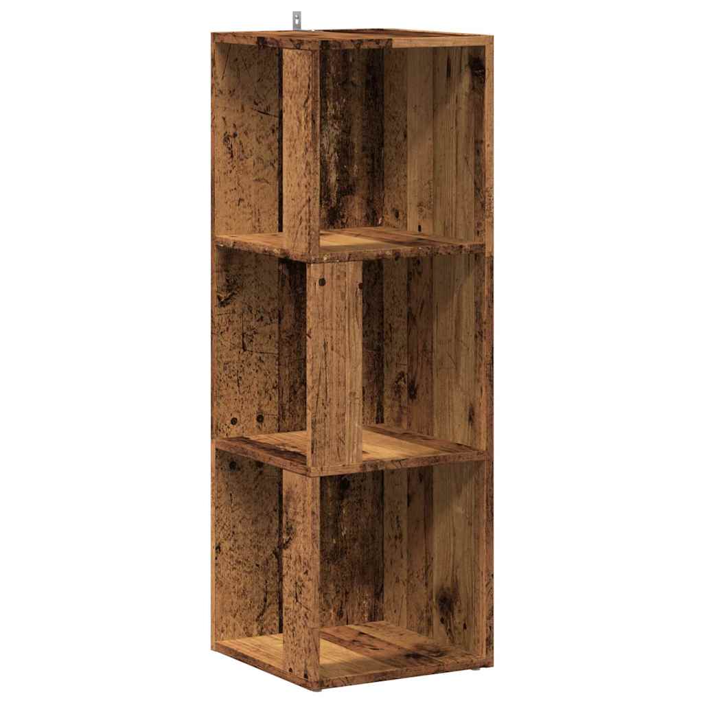 vidaXL Eckregal Altholz-Optik 33x33x100 cm Holzwerkstoff