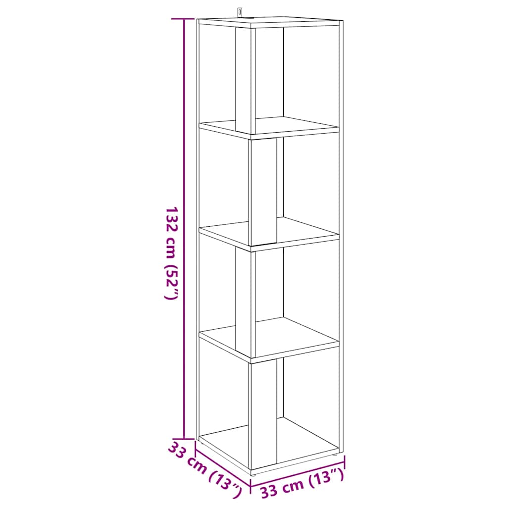 vidaXL Eckregal Altholz-Optik 33x33x132 cm Holzwerkstoff