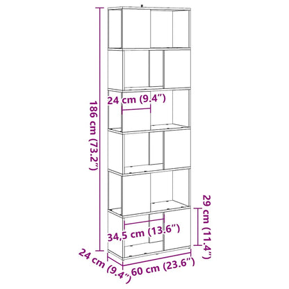 vidaXL Bücherregal/Raumteiler Artisan-Eiche 60x24x186 cm