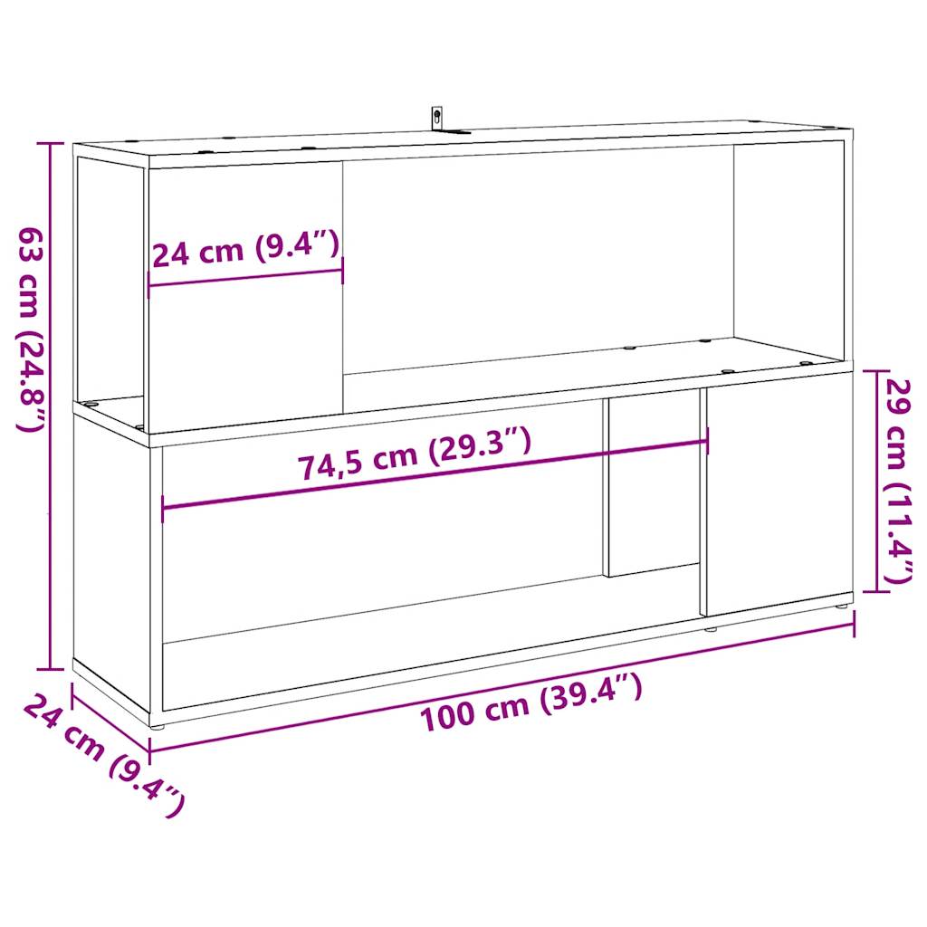 vidaXL Étagère à Livres Aspect Bois de Récupération 100x24x63 cm Bois d'Ingénierie