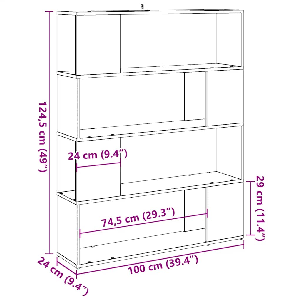 vidaXL Bibliothèque/séparateur de pièce aspect bois de récupération 100x24x124,5 cm