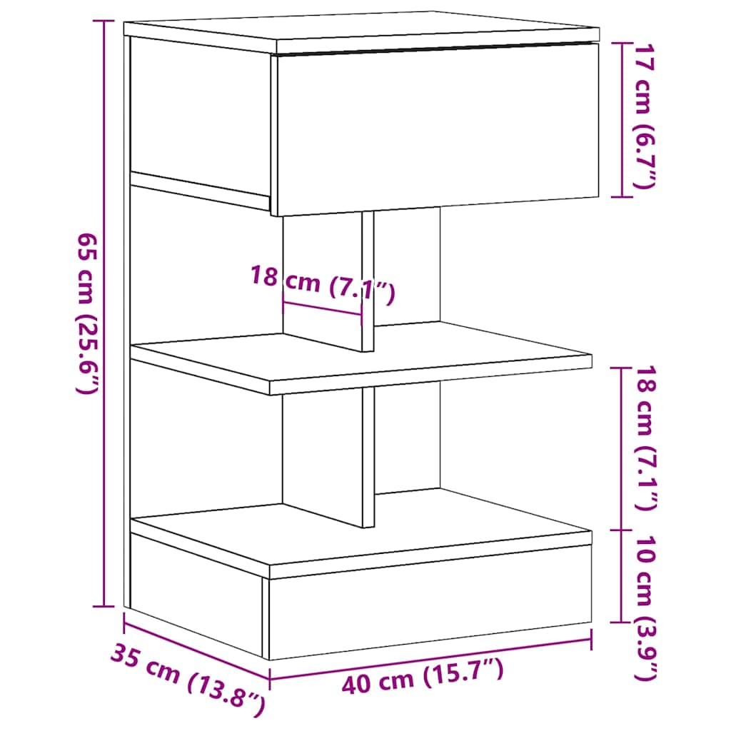 vidaXL Nachttisch Altholz-Optik 40x35x65 cm Holzwerkstoff