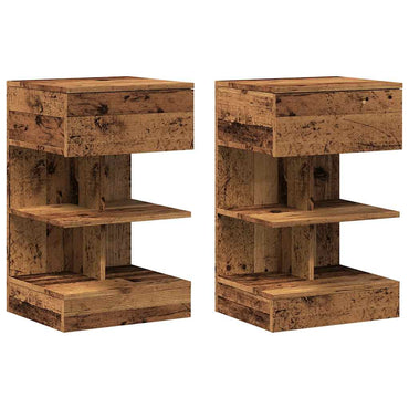 vidaXL Nachttische 2 Stk. Altholz-Optik 40x35x65 cm Holzwerkstoff