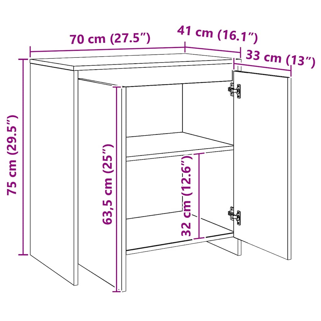 Sideboard Artisan-Eiche 70x41x75 cm Holzwerkstoff