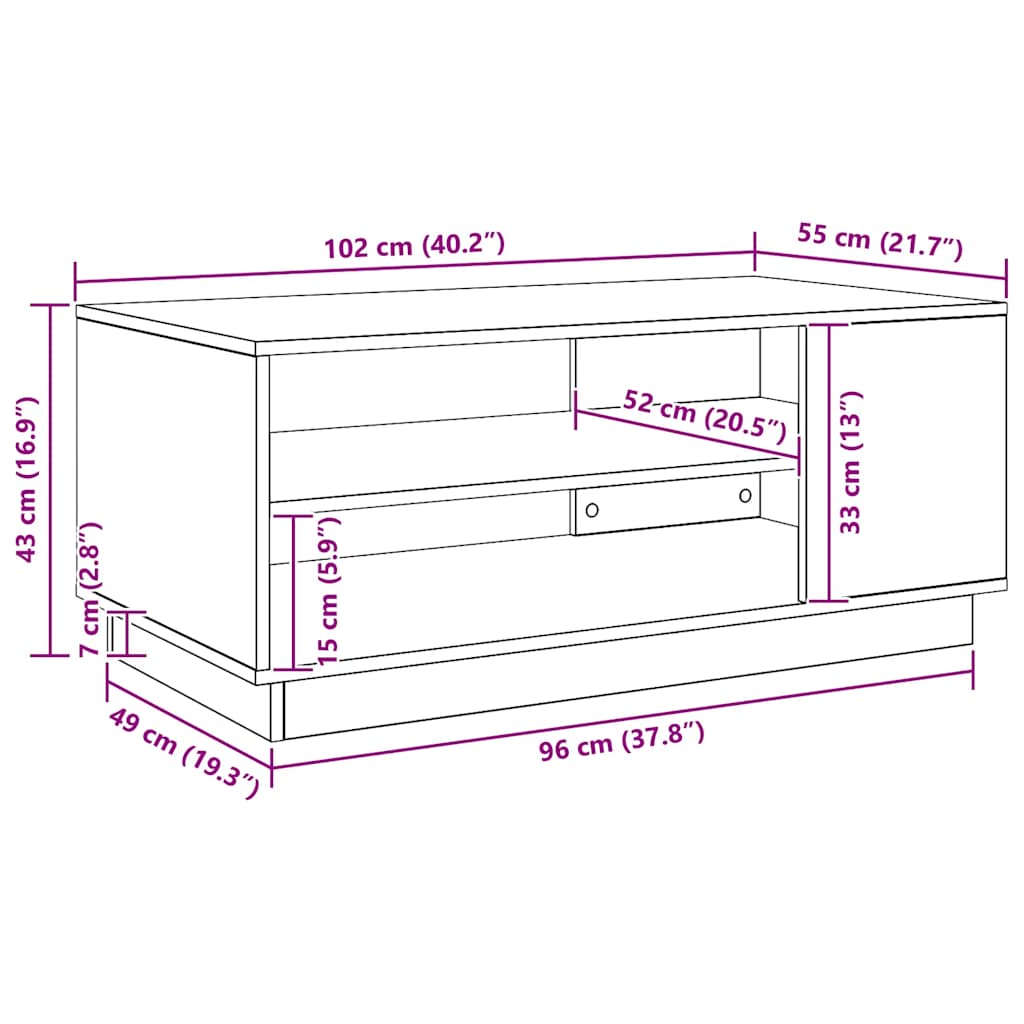 vidaXL Table basse Chêne artisan 102x55x43 cm Bois d'ingénierie