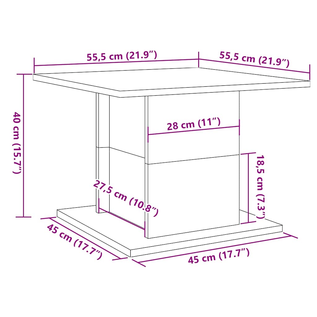 vidaXL Couchtisch Artisan-Eiche 55,5x55,5x40 cm Holzwerkstoff