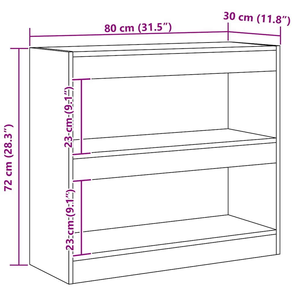 vidaXL Bibliothèque/Meuble de séparation Chêne artisan 80x30x72 cm