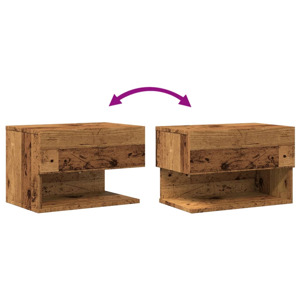 vidaXL Tables de chevet murales 2 pcs aspect bois de récupération