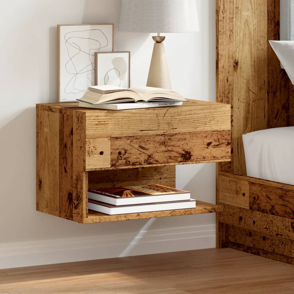vidaXL Tables de chevet murales 2 pcs aspect bois de récupération