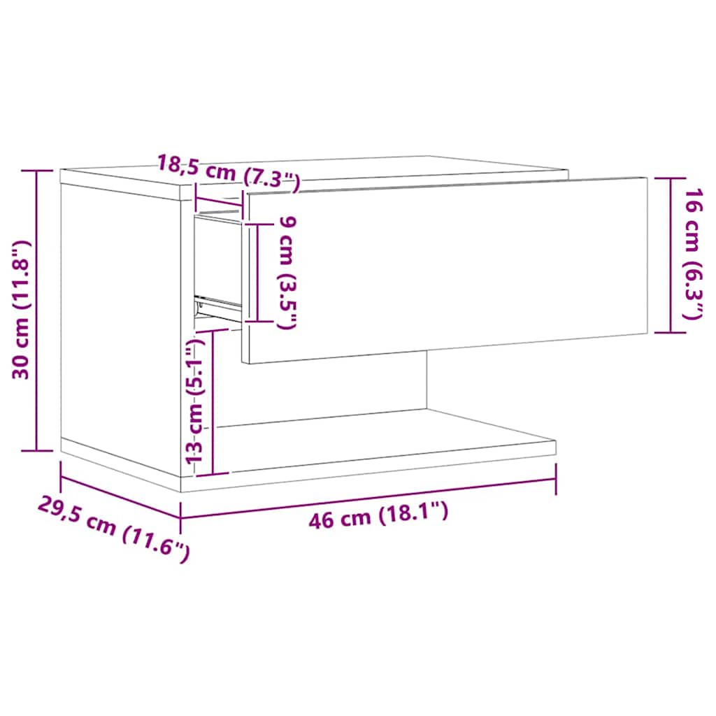 vidaXL Tables de chevet murales 2 pcs Chêne artisan