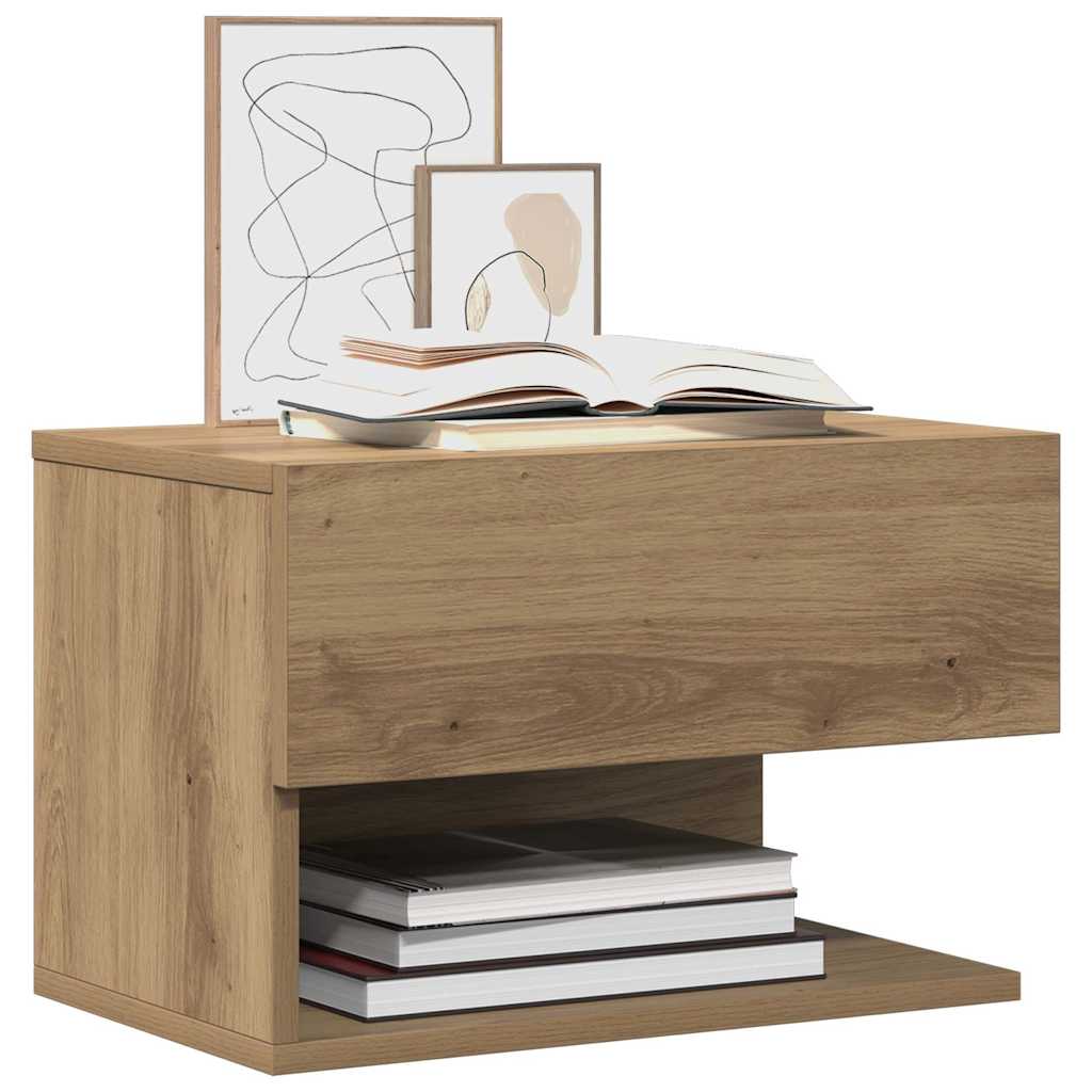 vidaXL Tables de chevet murales 2 pcs Chêne artisan