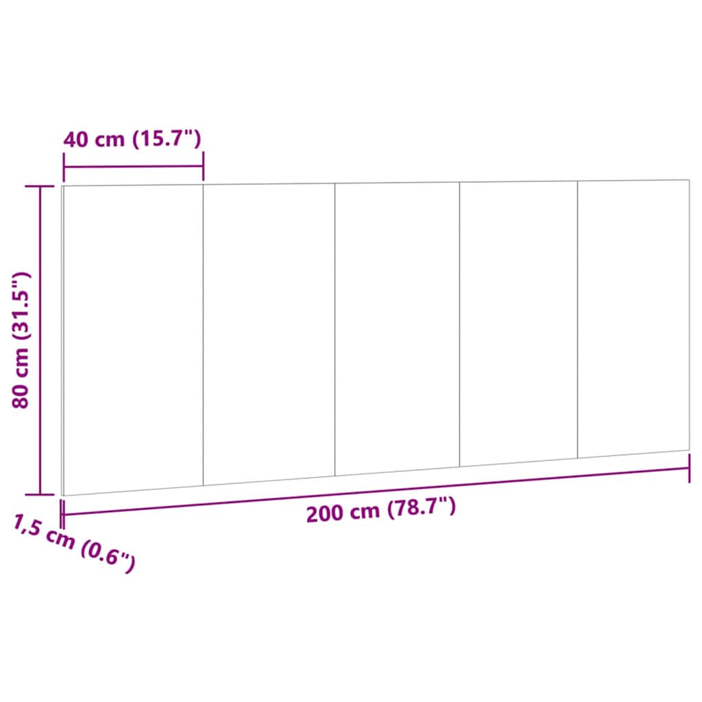 vidaXL Kopfteil Artisan-Eiche 200x1,5x80 cm Holzwerkstoff