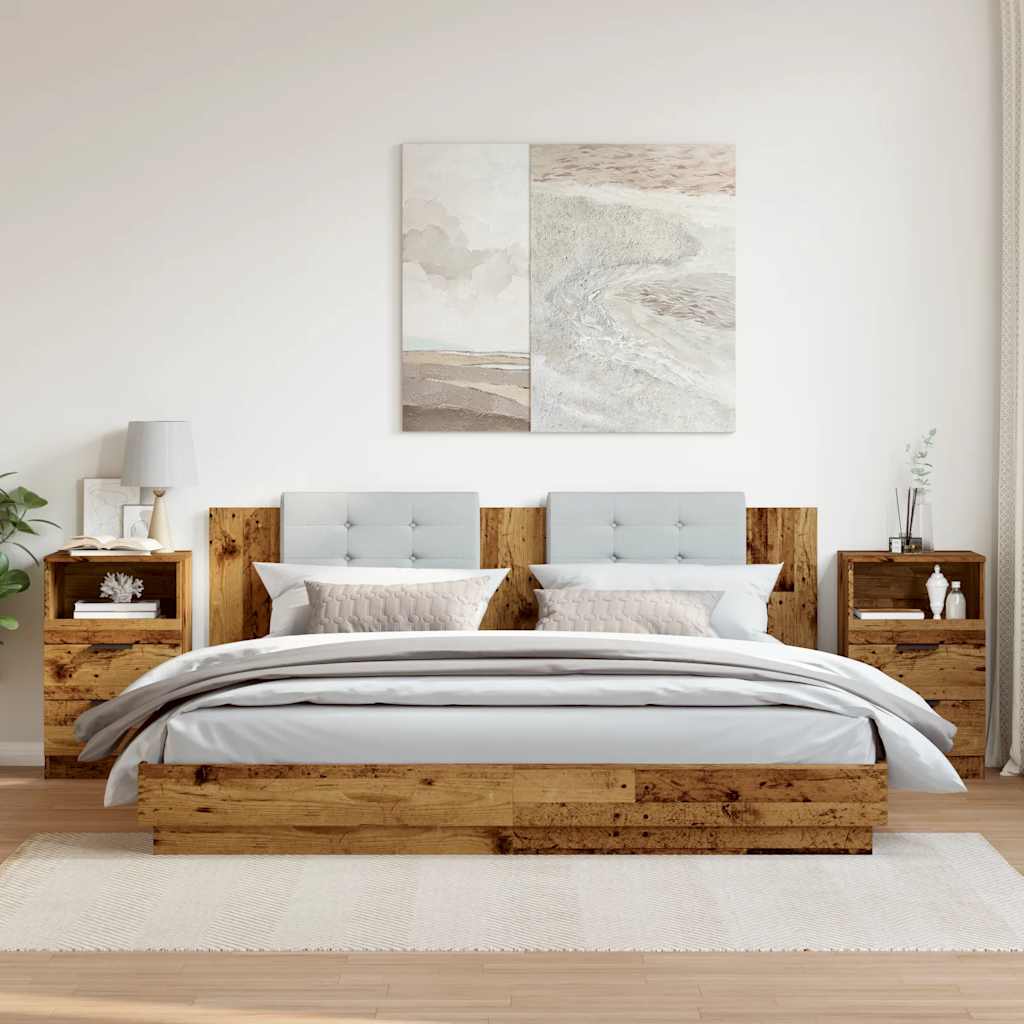 vidaXL Tables de chevet 2 pcs Aspect bois de récupération 40x36x65 cm Bois d'ingénierie
