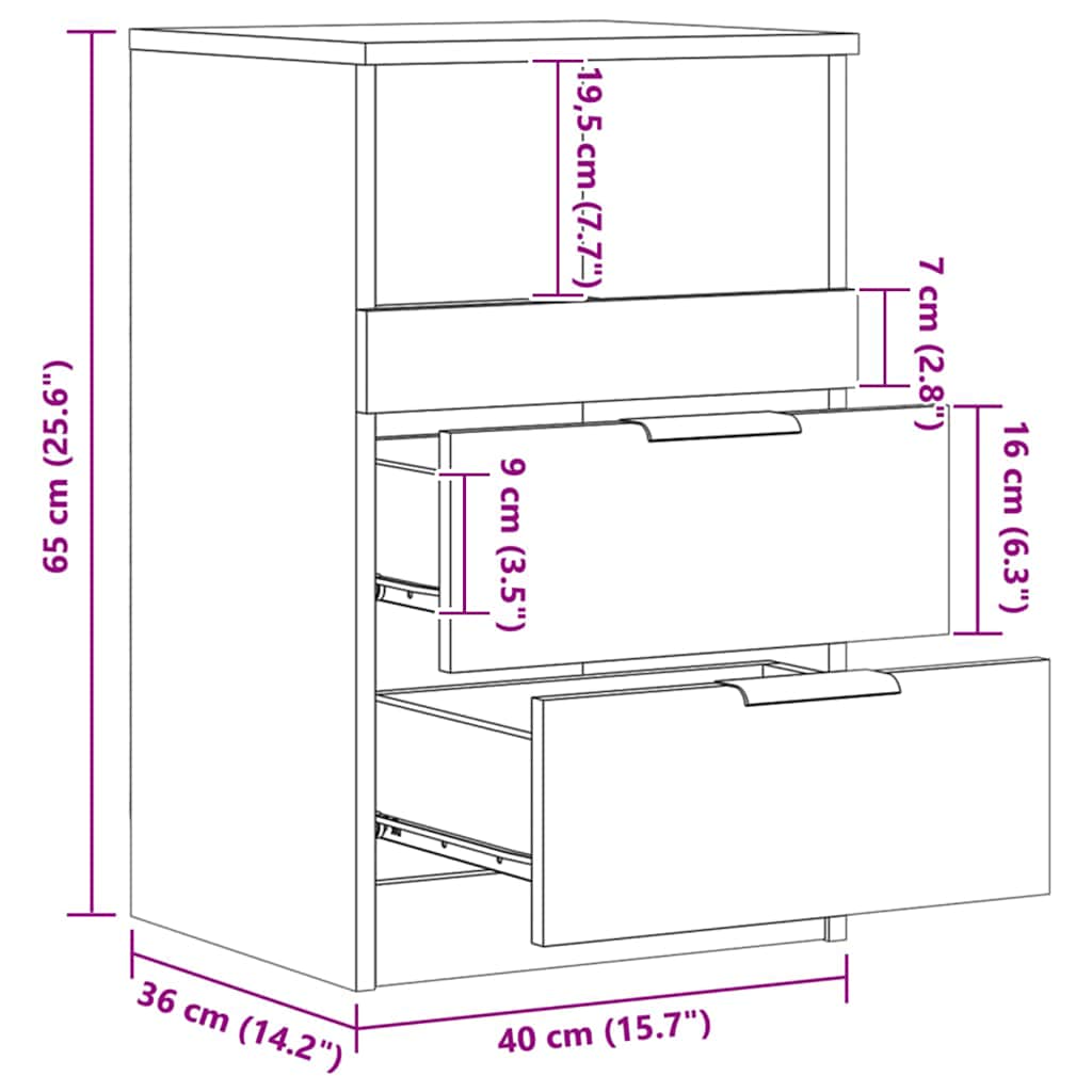vidaXL Tables de chevet 2 pcs Chêne artisanal 40x36x65 cm Bois d'ingénierie