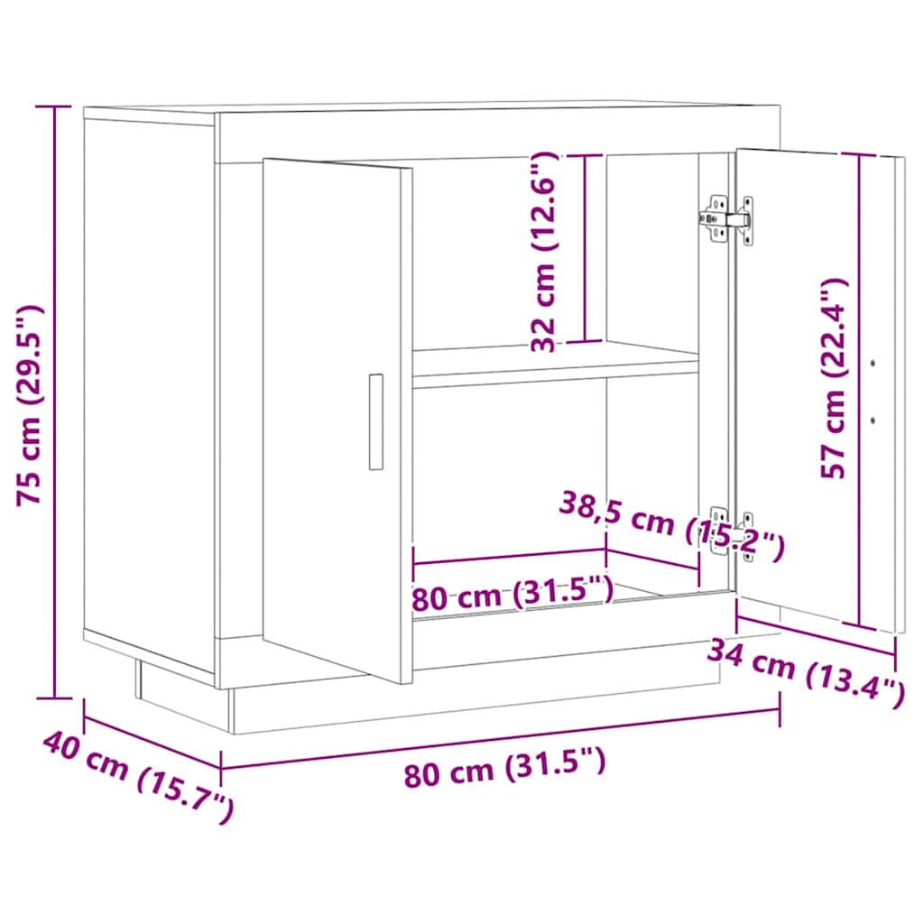 Sideboard Artisan-Eiche 80x40x75 cm Holzwerkstoff