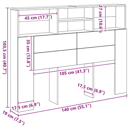 vidaXL Kopfteilschrank Artisan-Eiche 140 x 19 x 103,5 cm