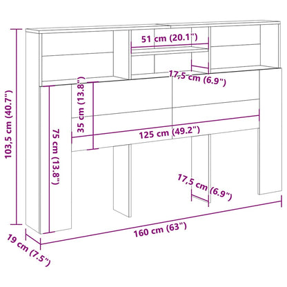 Kopfteil mit Stauraum Altholz-Optik 160x19x103,5 cm
