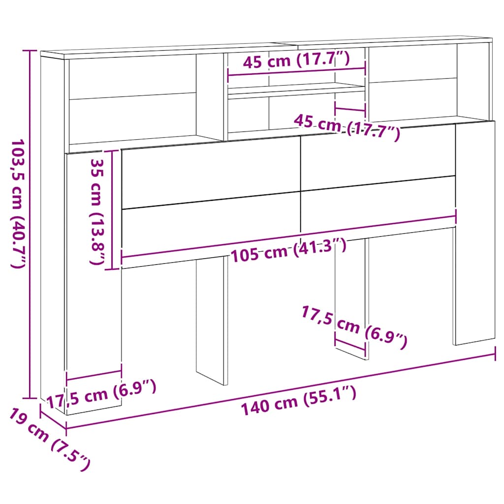 Kopfteil mit Stauraum Artisan-Eiche 160x19x103,5 cm