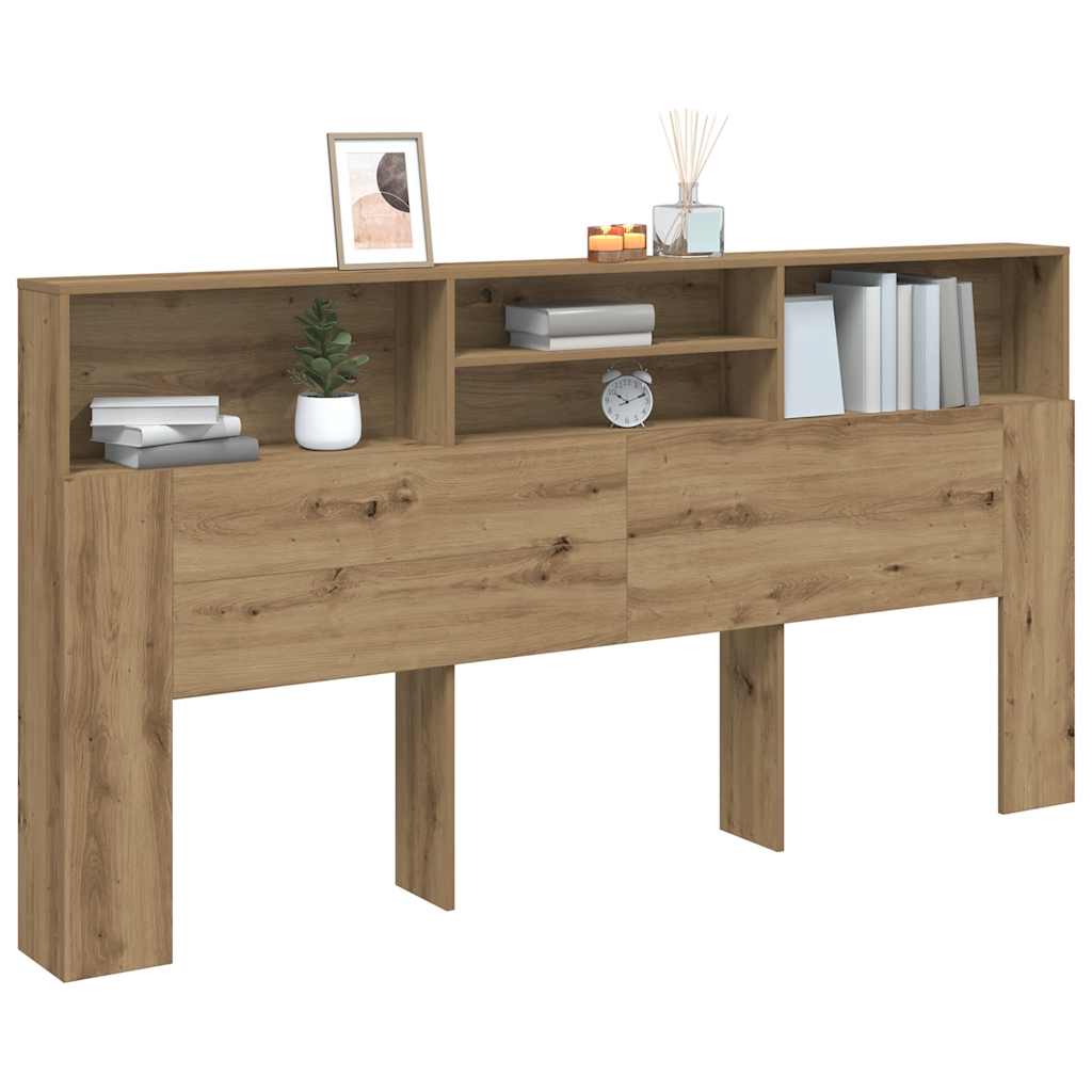 vidaXL Bett-Kopfteil mit Ablagen Artisan-Eiche 200x19x103,5 cm