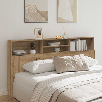 vidaXL Bett-Kopfteil mit Ablagen Artisan-Eiche 200x19x103,5 cm