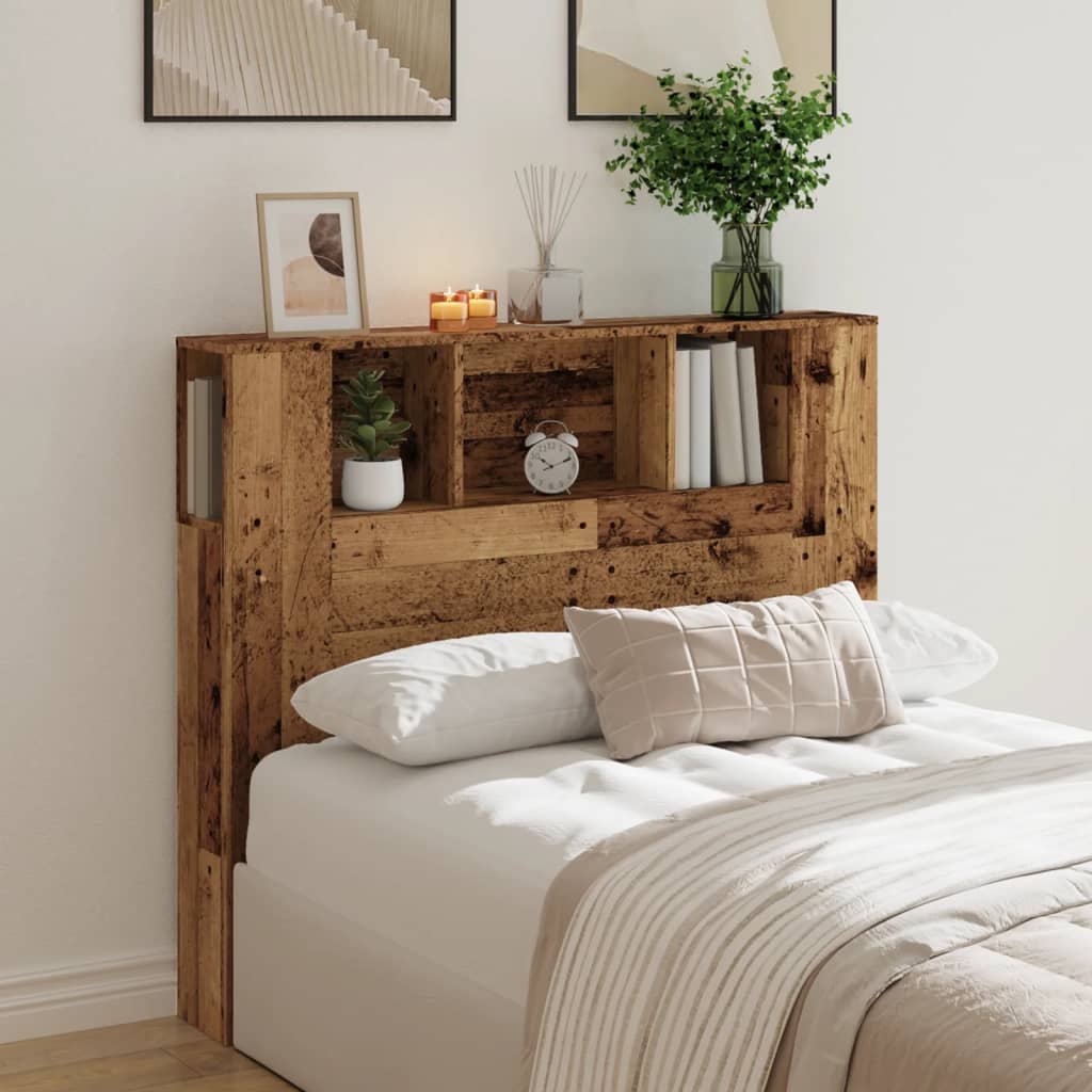 vidaXL Kopfteil mit Ablagen Altholz-Optik 120x19x104,5cm Holzwerkstoff