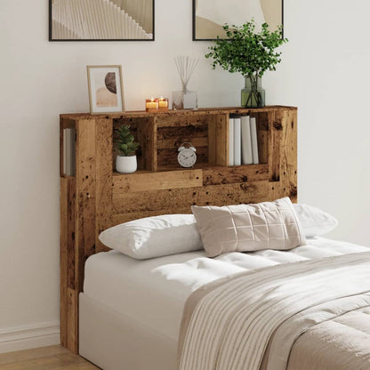 vidaXL Kopfteil mit Ablagen Altholz-Optik 120x19x104,5cm Holzwerkstoff