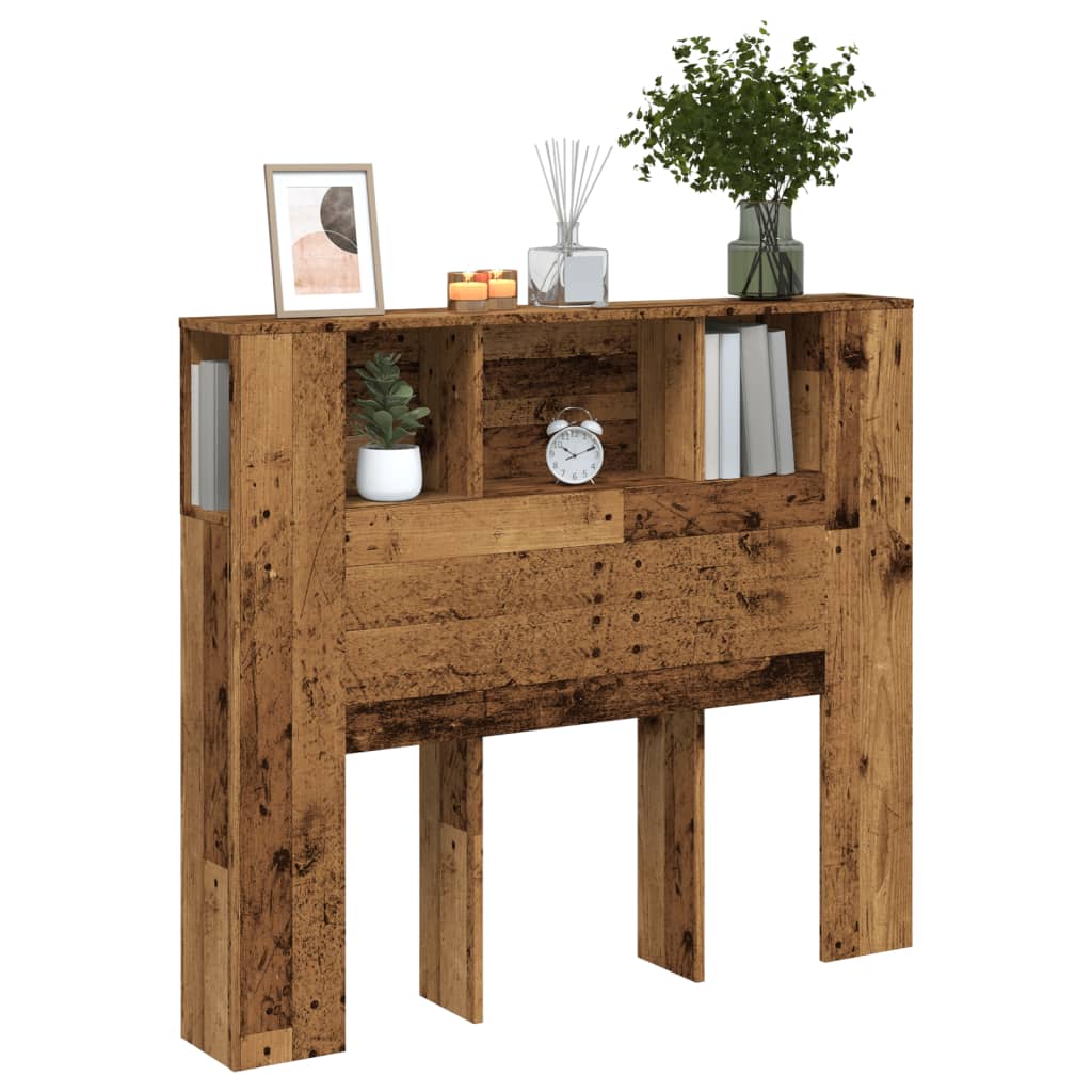 vidaXL Kopfteil mit Ablagen Altholz-Optik 120x19x104,5cm Holzwerkstoff
