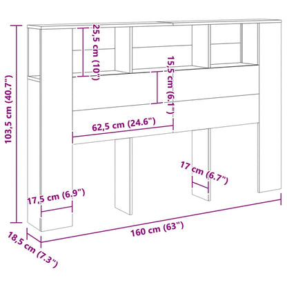vidaXL Kopfteilschrank Artisan-Eiche 160 x 18,5 x 103,5 cm Holzwerkstoff