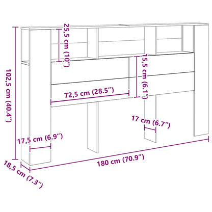 Kopfteil mit Ablagen Artisan-Eiche 180x18,5x102,5 cm