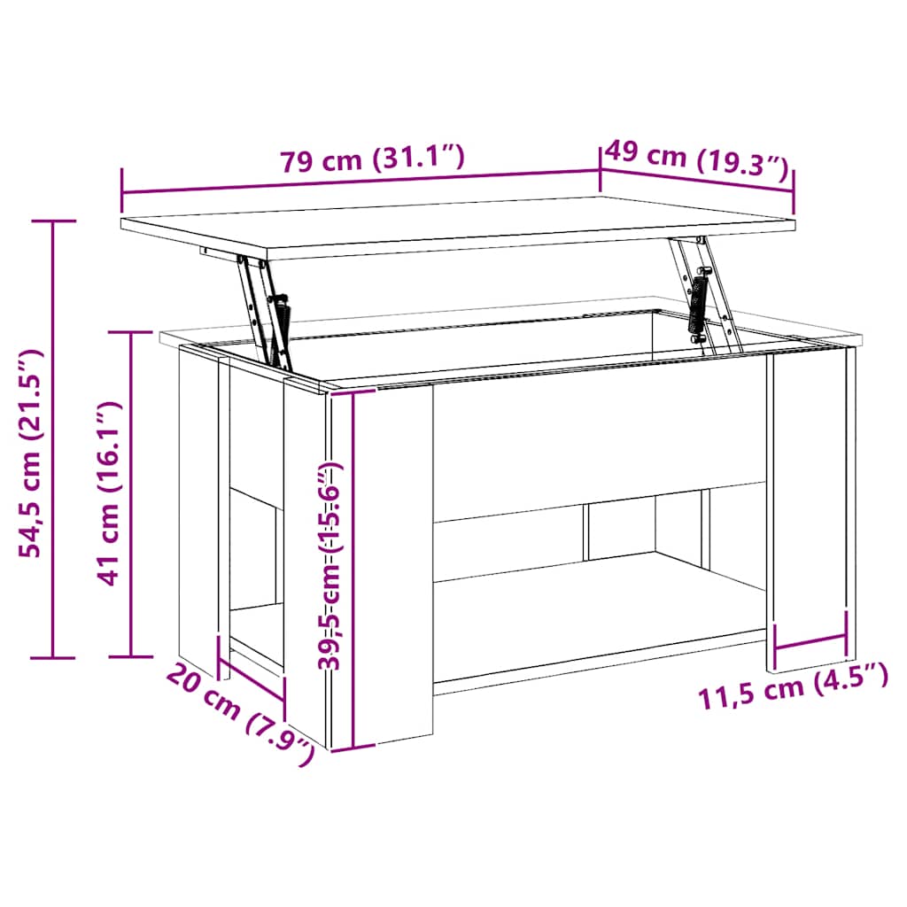 vidaXL Couchtisch Artisan-Eiche 79x49x41 cm Holzwerkstoff