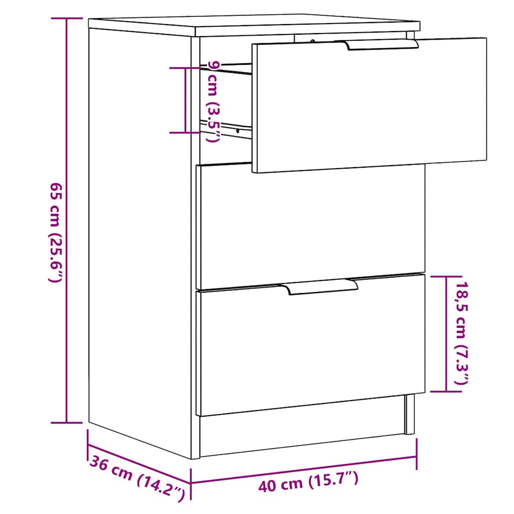 vidaXL Tables de chevet 2 pcs Aspect bois de récupération 40x36x65 cm Bois d'ingénierie
