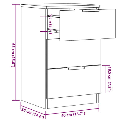vidaXL Tables de chevet 2 pcs Aspect bois de récupération 40x36x65 cm Bois d'ingénierie