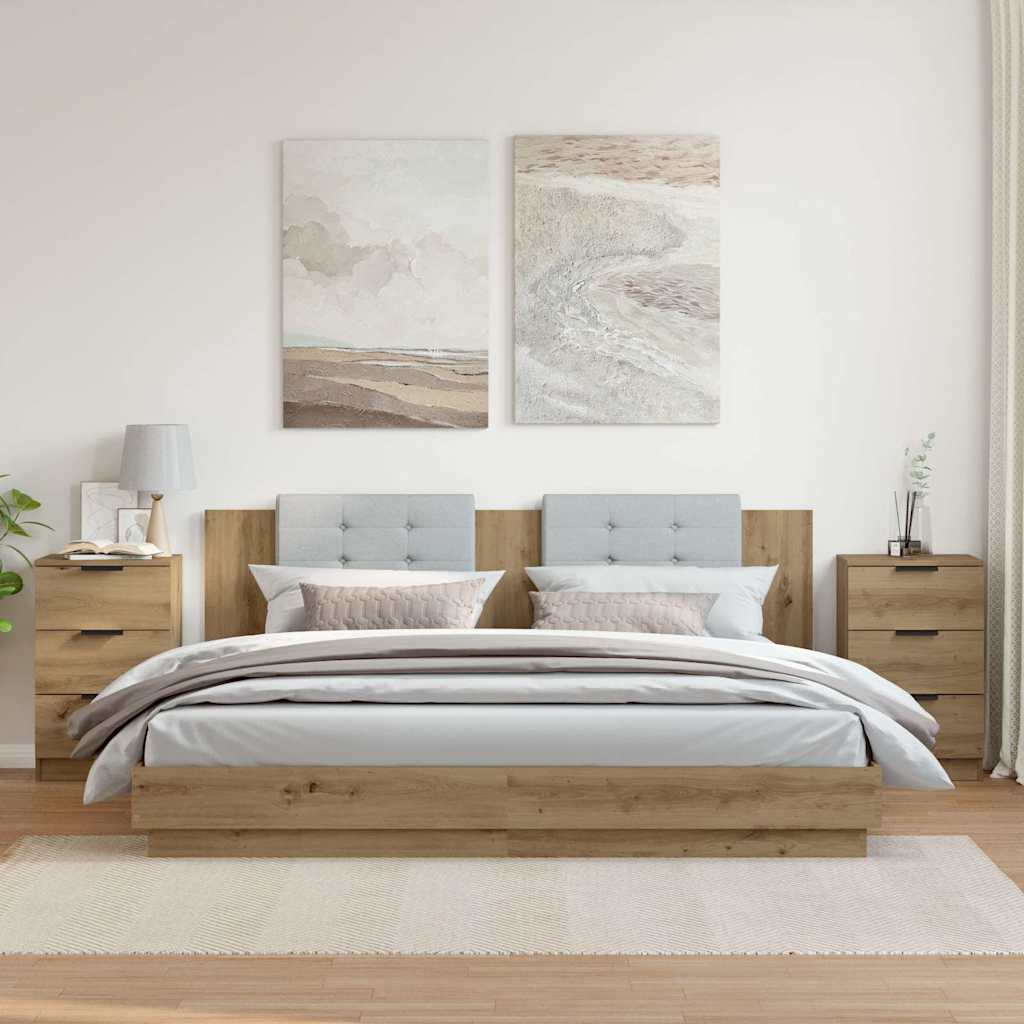 vidaXL Tables de chevet 2 pcs Chêne artisanal 40x36x65 cm Bois d'ingénierie