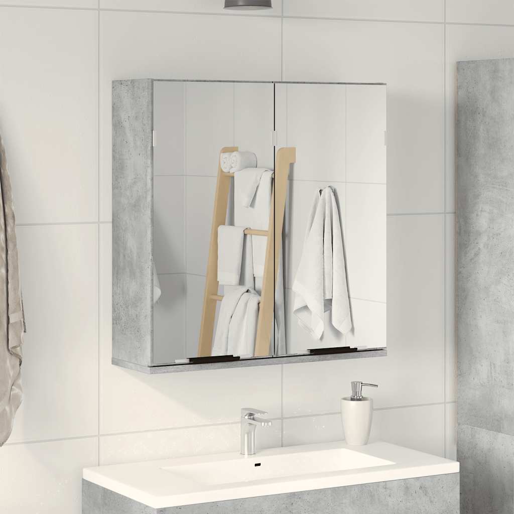 vidaXL Bad-Spiegelschrank Betongrau 64x20x66,5 cm Holzwerkstoff