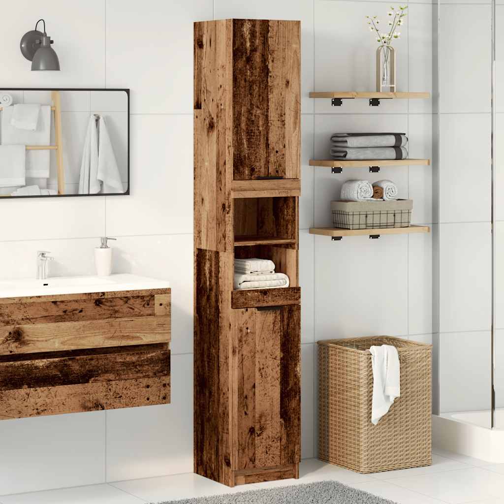 vidaXL Badschrank Altholz-Optik 32x34x188,5 cm Holzwerkstoff