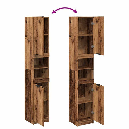 vidaXL Badschrank Altholz-Optik 32x34x188,5 cm Holzwerkstoff