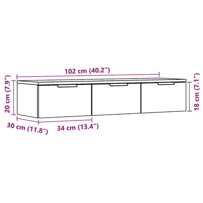 vidaXL Meuble mural en aggloméré aspect bois de récupération 102x30x20 cm