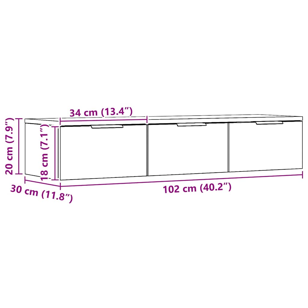vidaXL Wandschrank Artisan-Eiche 102x30x20 cm Holzwerkstoff