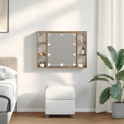 Spiegelschrank mit LED-Leuchten Artisan-Eiche 76x15x55 cm