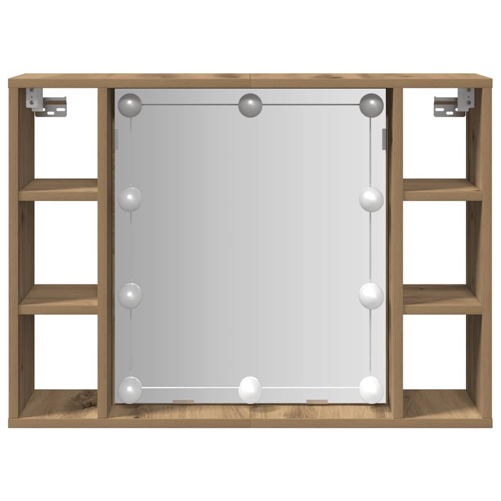 Spiegelschrank mit LED-Leuchten Artisan-Eiche 76x15x55 cm